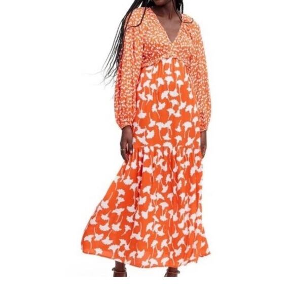 DVF Diane Von Furstenberg x Target XL Midi Ginkgo Wrap Orange Dress - Picture 9 of 9